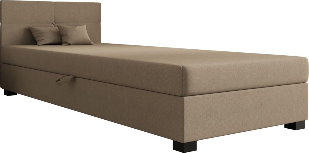 AURA SOFA Boxspringbett SILO 120x195 Komplett-Set mit Bonell Matratze, Polsterbett mit Bettkästen - Bronze, SAWANA 24