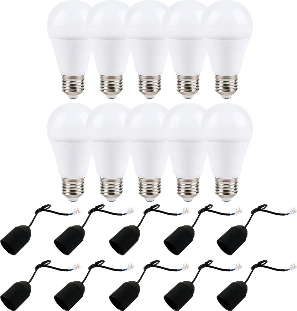 A set of LED light bulbs and their corresponding lamp holders.