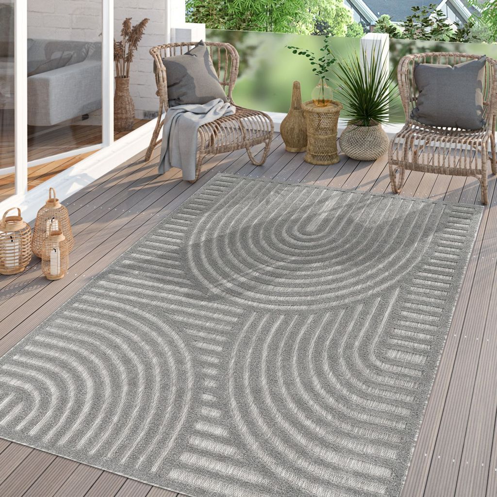 TT Home In-& Outdoor Teppich Wetterfest Balkon Küche Wohnzimmer Boho Skandi Design Größe 200x280 cm