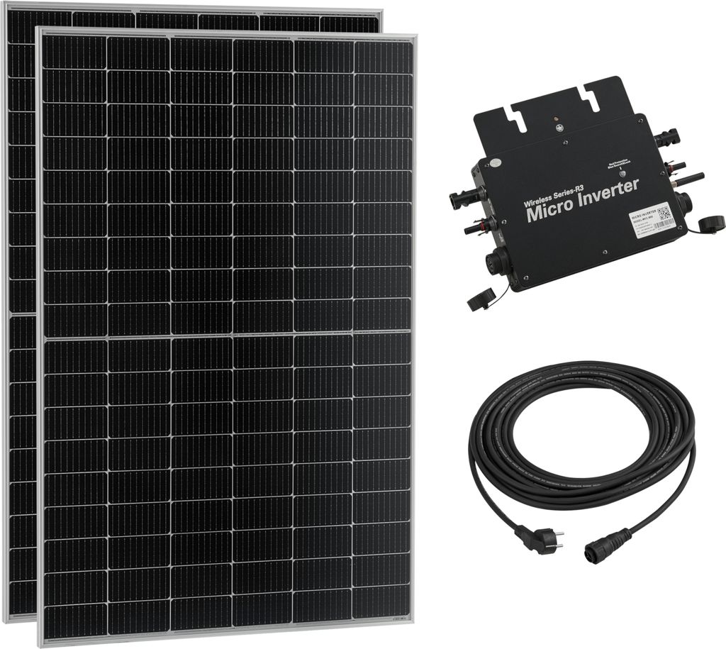 Balkonkraftwerk 'Brusson' 800W + Inverter + 10m Kabel