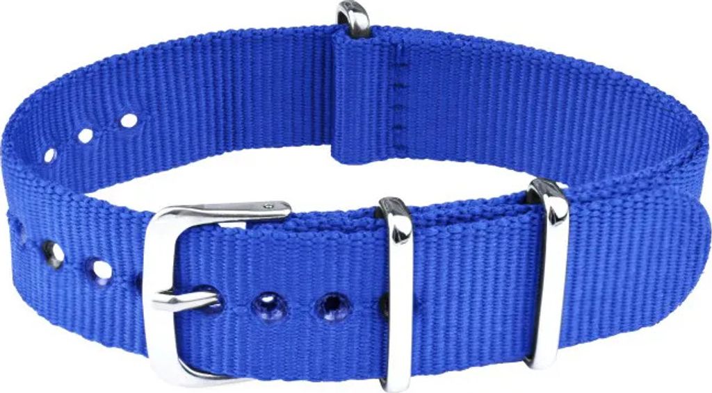 ClassicWatchStraps Nylon Uhrenarmband - Hellblau, 18 mm, Silber poliert