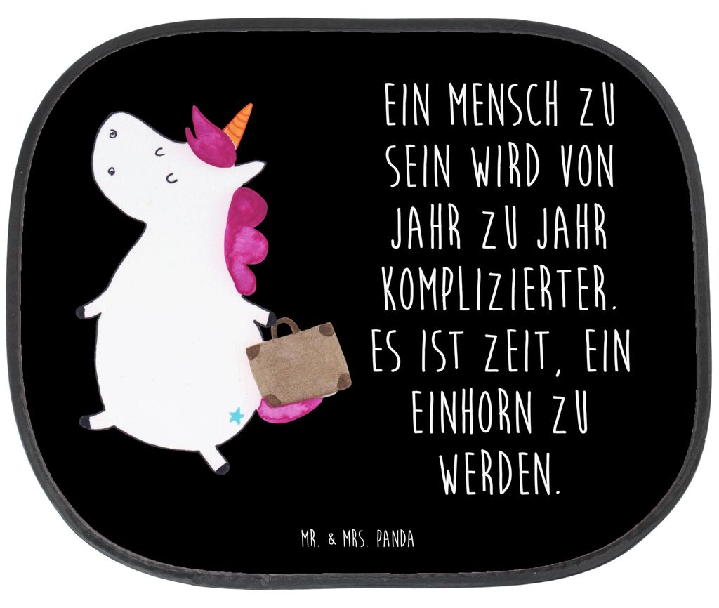 Mr. & Mrs. Panda Scheibenschutz Auto Einhorn Koffer - Schwarz - Geschenk, Sonnenblende, Hitzeschutz, Autoscheiben Sonnenschutz, Unicorn, Reise, Erw...