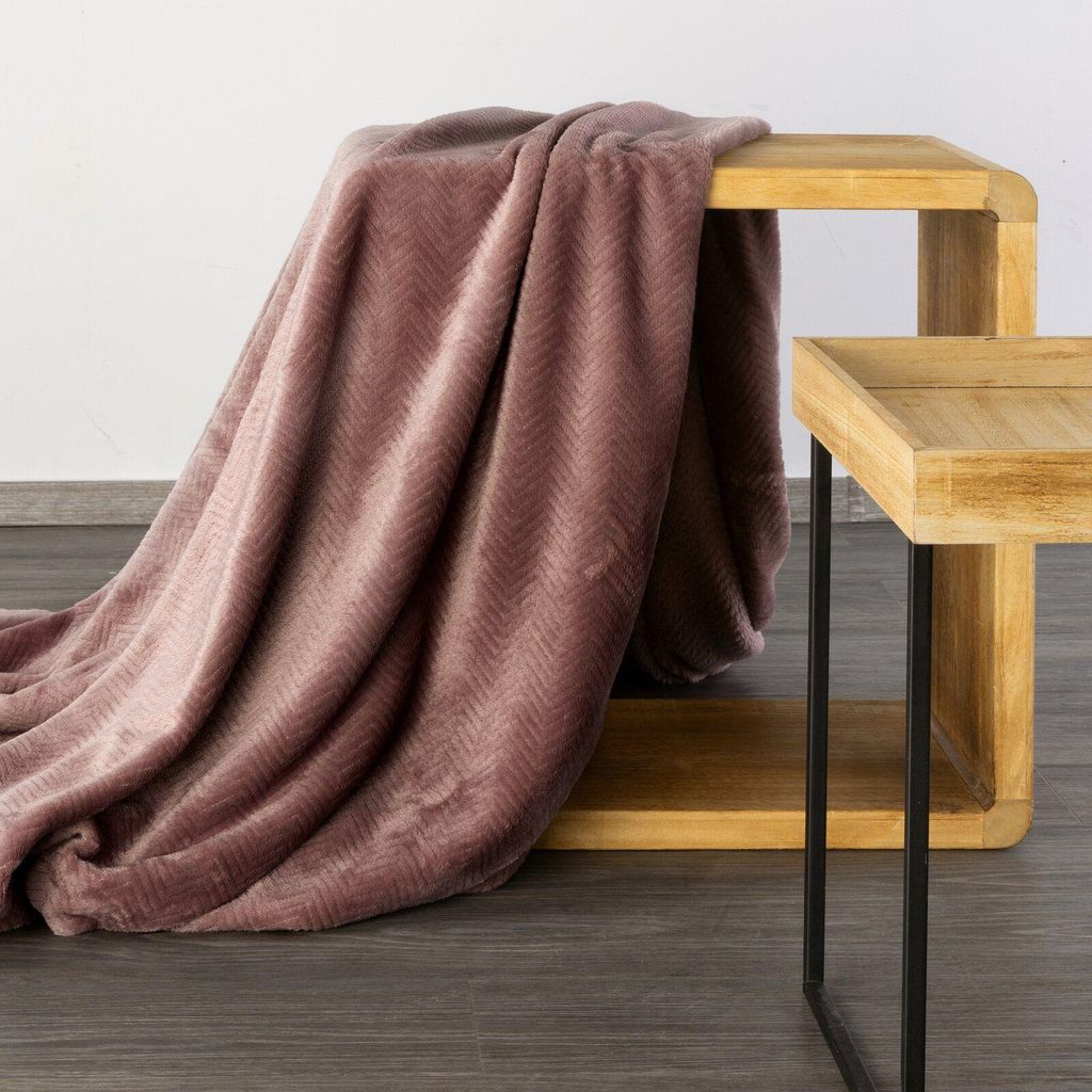 EUROFIRANY | Decke - 150 x 200 cm - ziegelrote Sofadecke - Modern Glamour