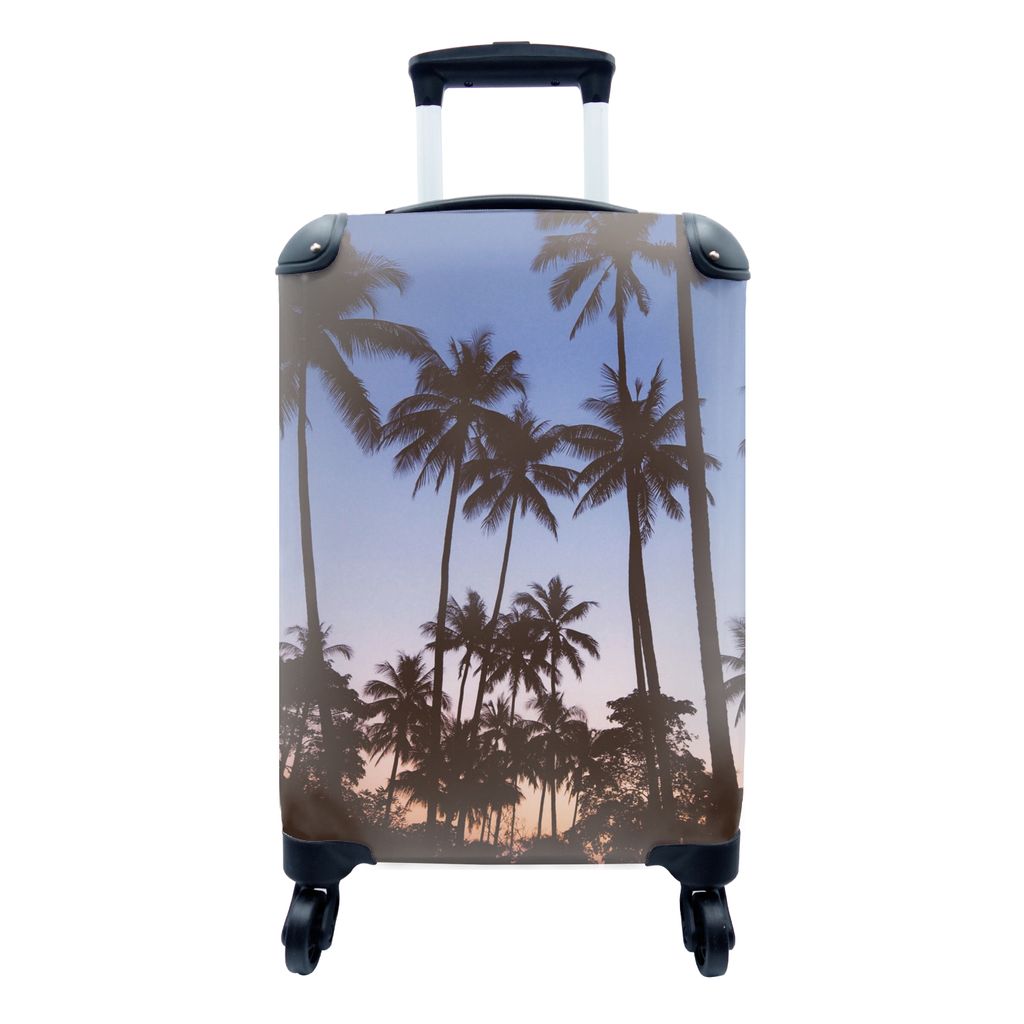 MuchoWow Koffer Handgepäck Trolley Rollkoffer Kleine Reisekoffer mit 4 Rollen - Palme - Tropisch - Sommer - Himmel - Cabin Size < 55x40x23 cm & ...