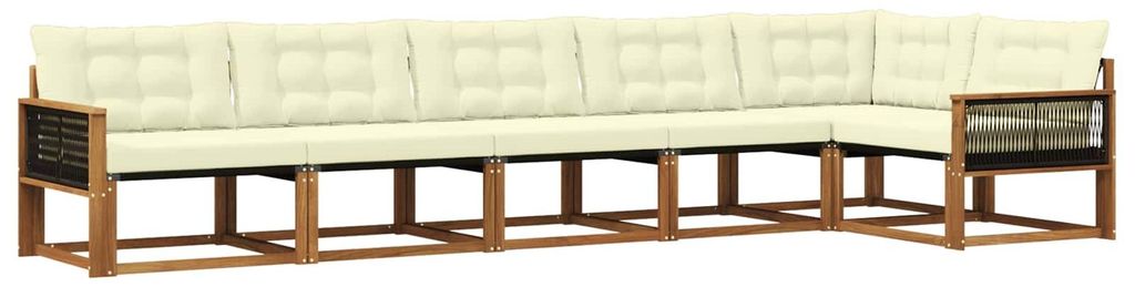 vidaXL Outdoor-Sofagarnitur mit Kissen 6 pcs Natur und Creme