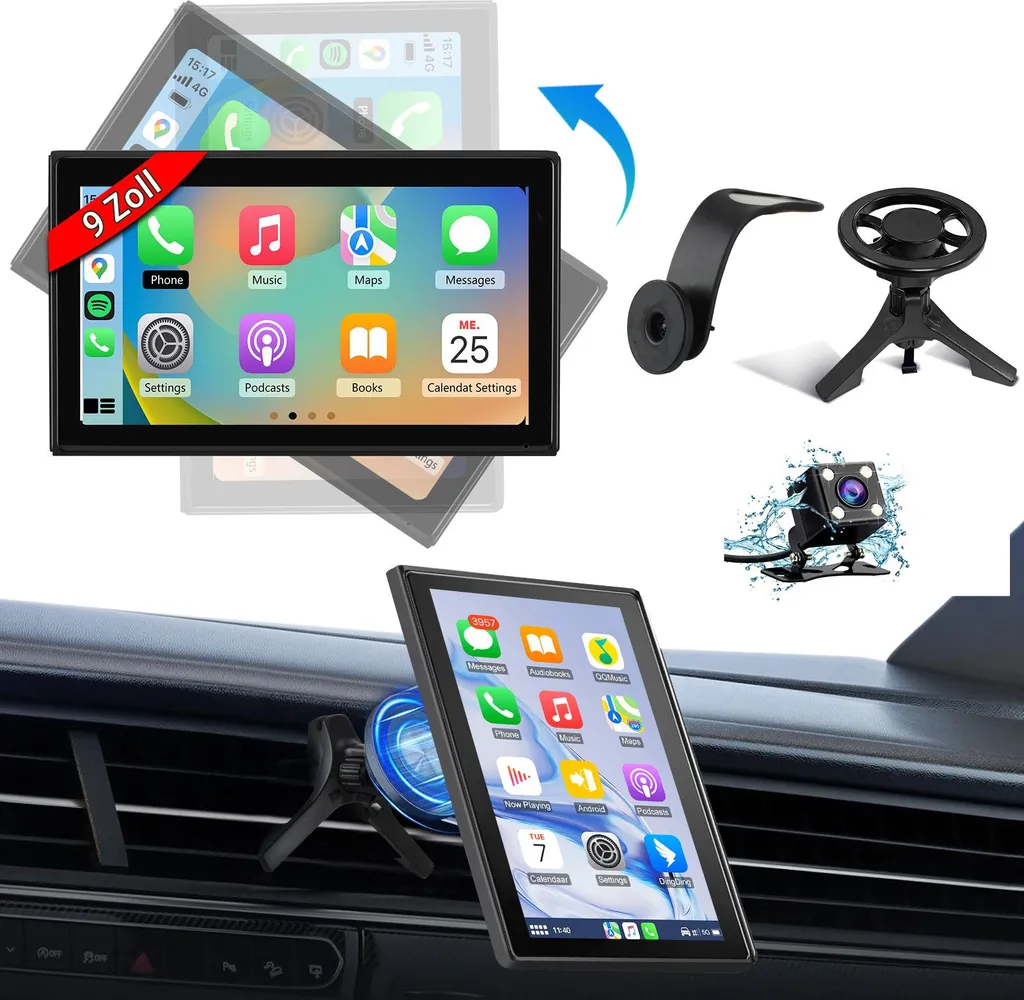 Écran tactile 9'' CarPlay Android Auto pour navigation et mains libres - 4