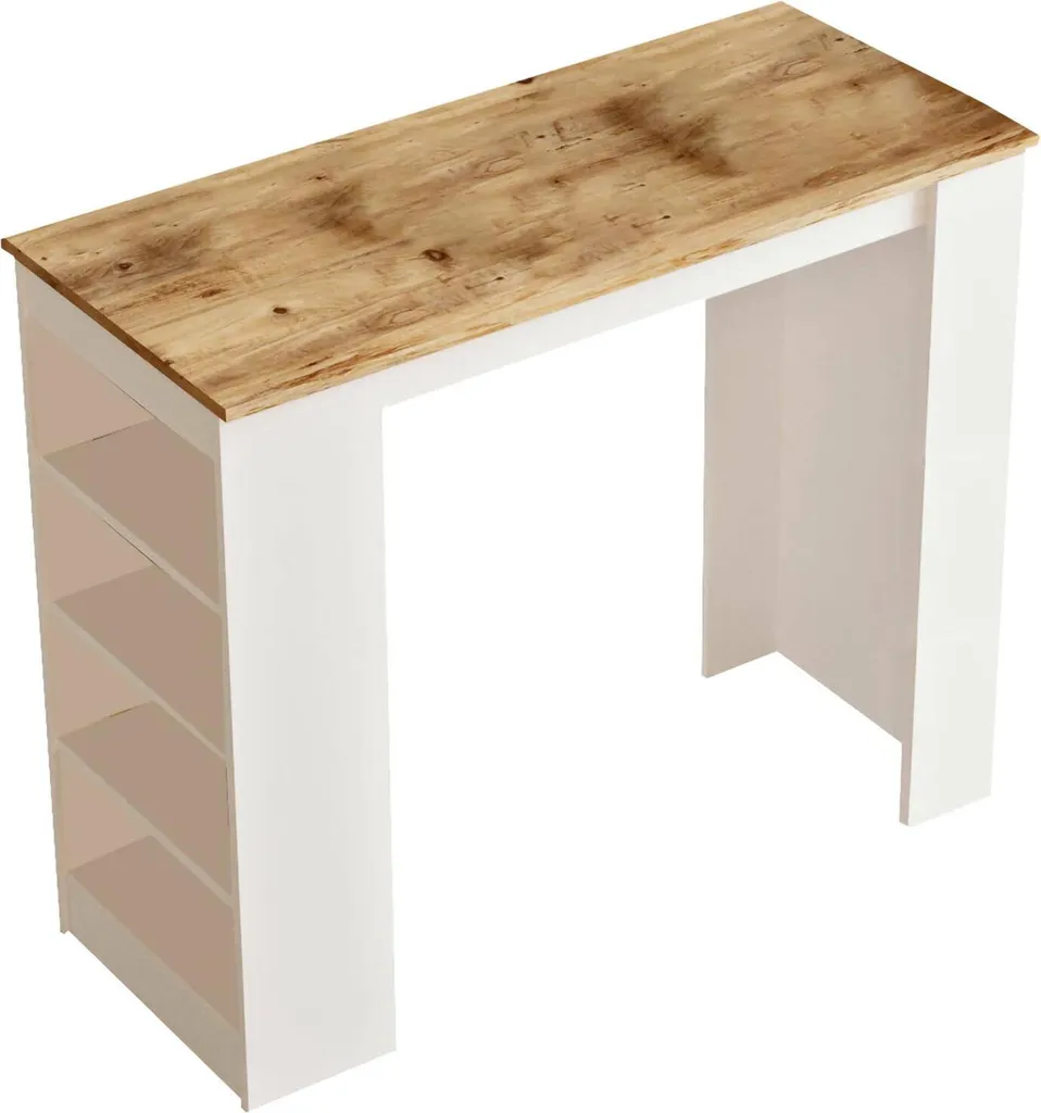 Table Haute Fixe en Bois Chêne Marron 120x52 cm Finition Haut de Gamme