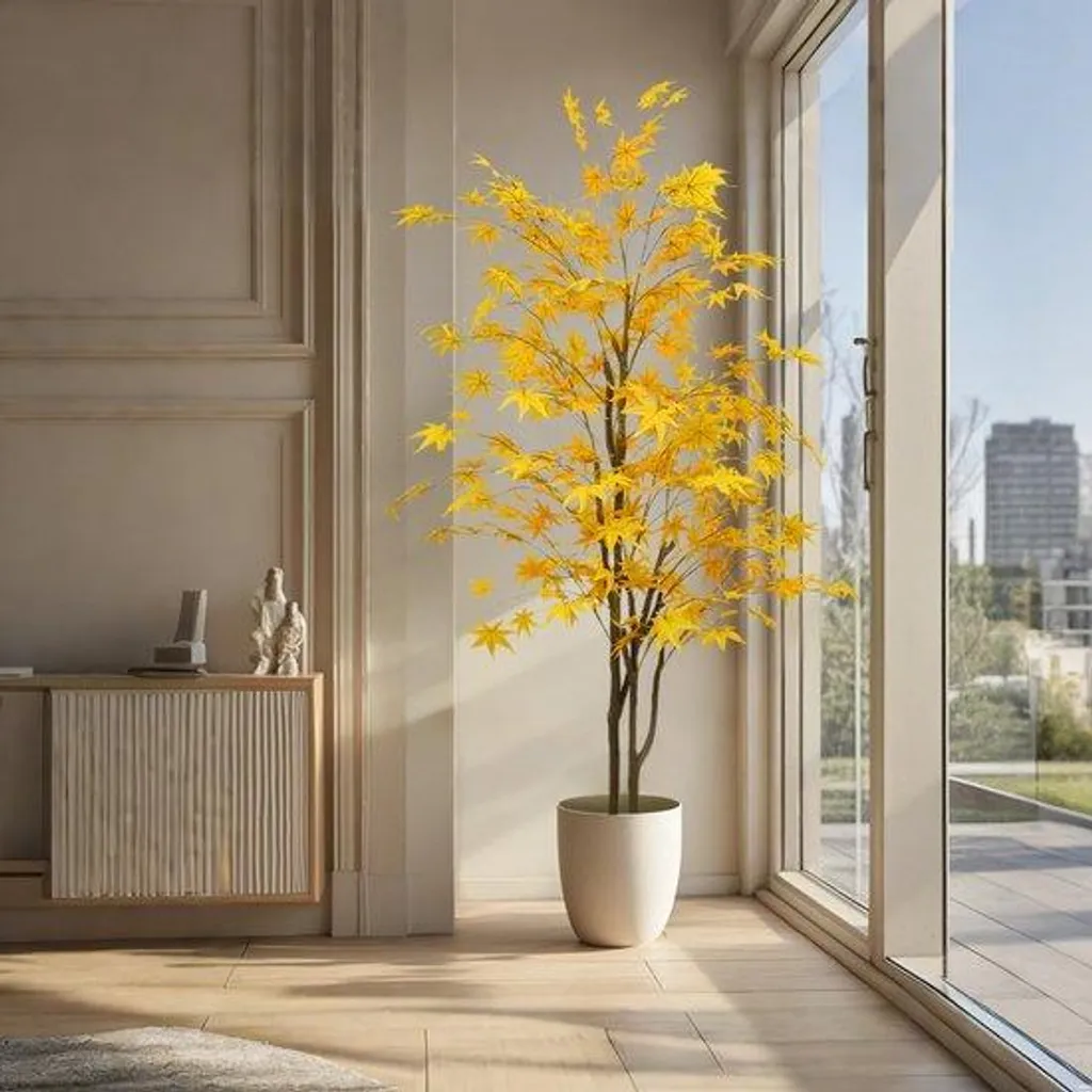 Arbre artificiel jaune 180 cm : plante synthétique haute décoration