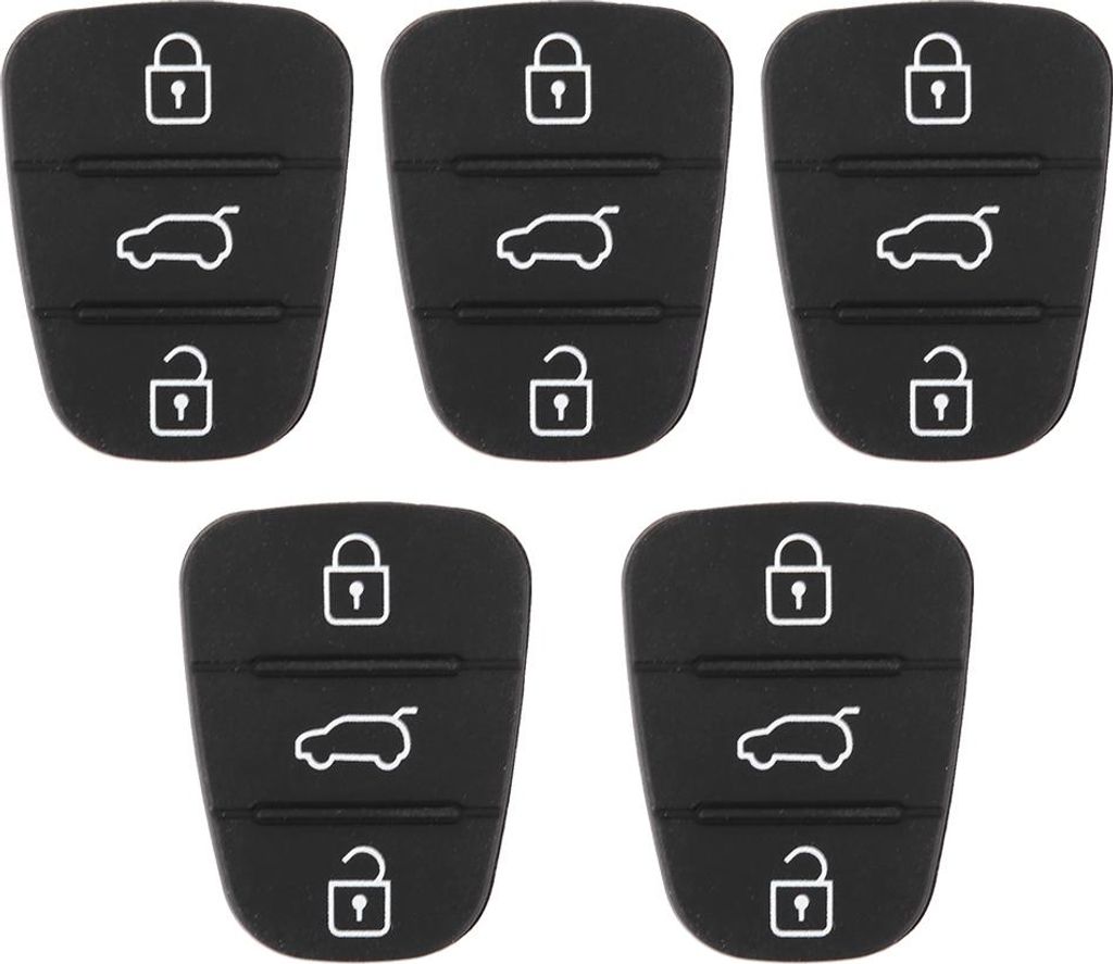 5pcs Ersatzschlüsselschale Gummi-3-Knopf-Pad für Hyundai Kia (ohne Buchstaben)