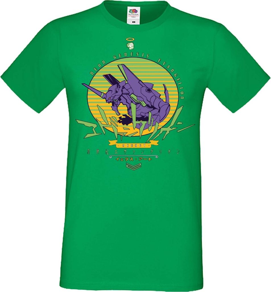 Herren T-Shirt Manga Anime Neon Anime Genesis Manga Evangelion Eva Unit 01 Eva Unit, Man 2XL / Grün