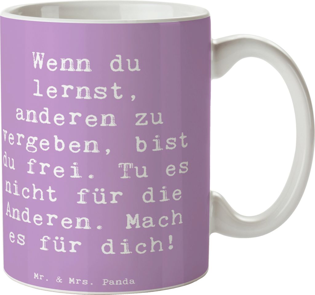 Mr. & Mrs. Panda Becher Spruch Vergebung Freiheit - Lavendeltraum - Geschenk, Motivation, Kaffeebecher, Zitat, Teetasse, Kaffeetasse, Liebe, positi...