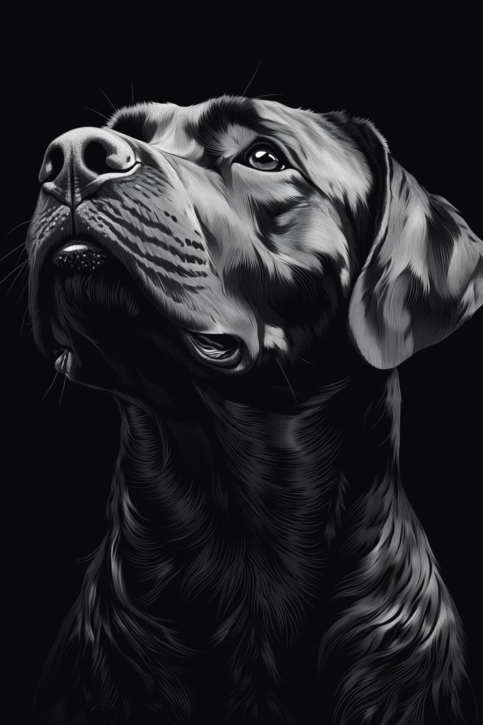 Plakat 20x30cm Tierporträt für das Wohnzimmer | Labrador | Schwarz Weiß