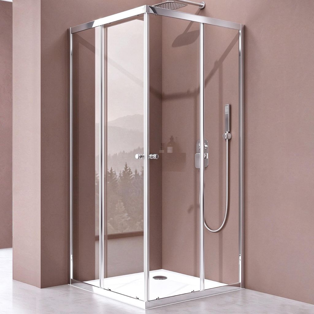 doporro Duschkabine 90x100 Dusche Schiebetür Eckeinstieg Produktbild 