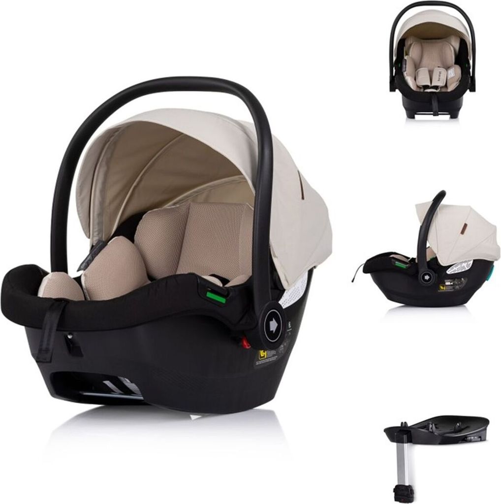 Chipolino Set Babyschale Isofix-Station Duo Smart i-Size verstellbare Kopfstütze creme