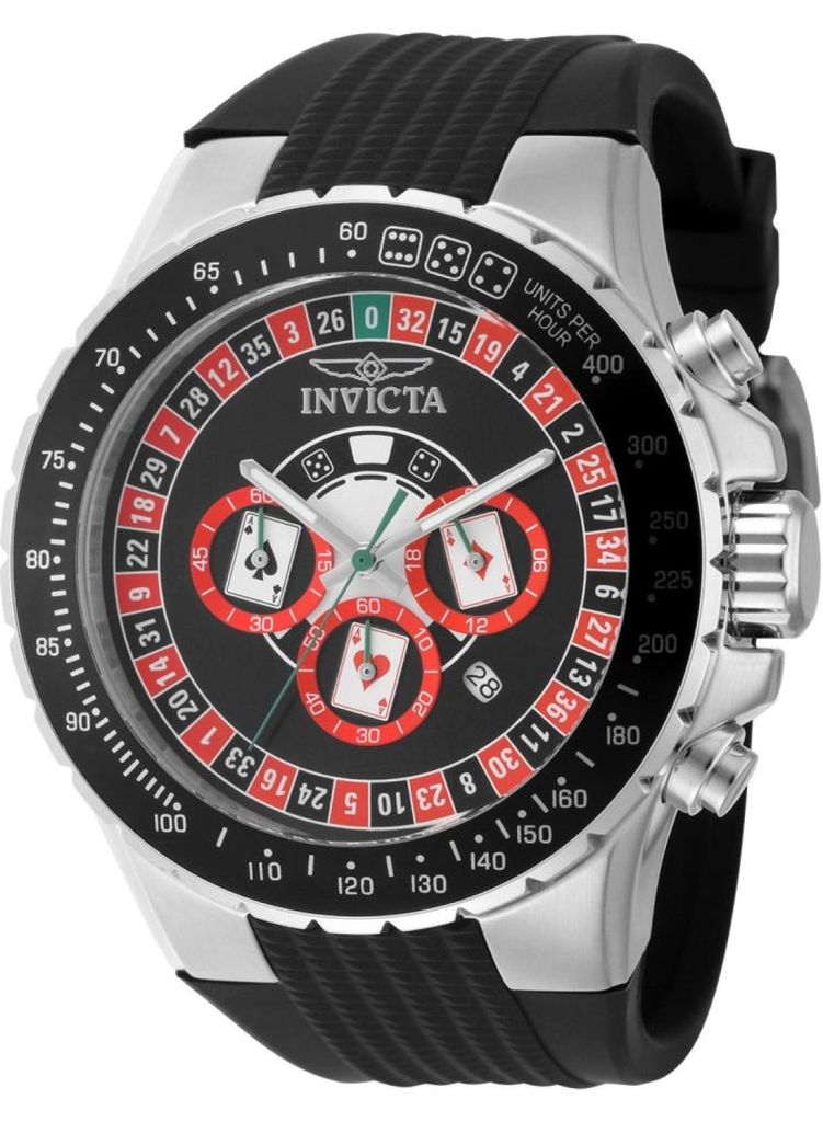 Invicta Aviator 49850 Herren uhr - Wasserdicht - Analog - Quarzuhrwerk - Edelstahl mit roten zifferblat - 50mm