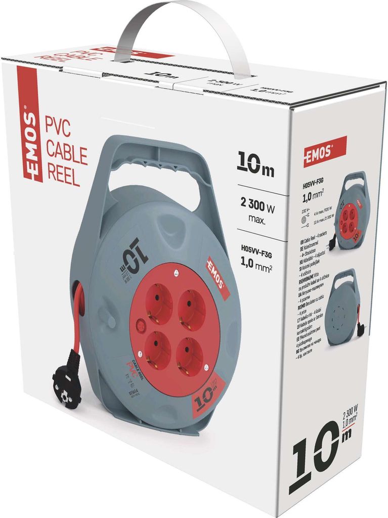 EMOS Mini-Kabeltrommel 10m, 4-fach Kabelbox, Kabelrolle, Produktbild 9