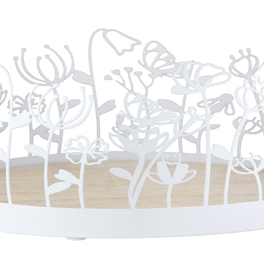 Gilde 2er Set 2tlg., Deko-Tablett, rund, "Frühlingswiese", Blumenmotiv, Metall, weiß, VE 3, H. 8,5 cm, D. 20 cm Höhe: 8.50 cm Durchmesser: 20.00...