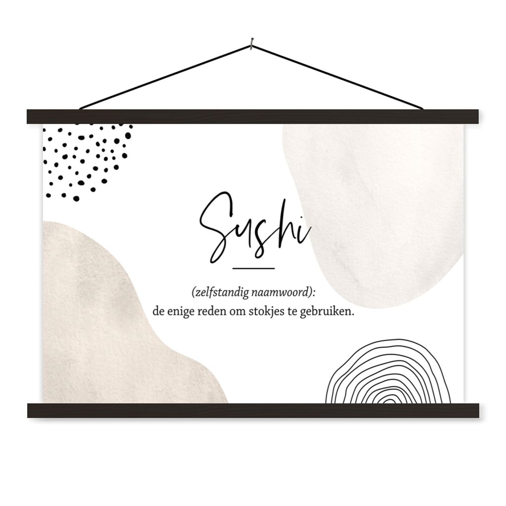 MuchoWow Textilposter Sprichwörter - Sushi - Sushi definition - Zitate - Wörterbuch 150x100 cm mit schwarzem Rahmen - Schlafzimmer