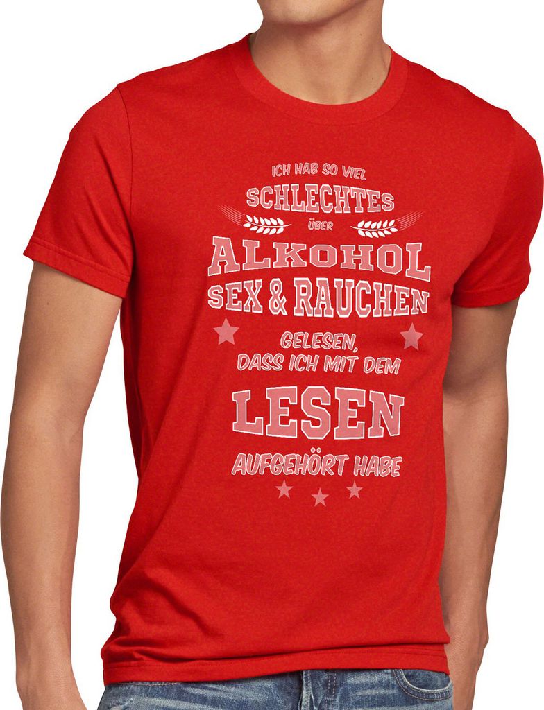 style3 Ich hab so viel schlechtes über Alkohol Rauchen gelesen... Herren T-Shirt Spruch Fun Funshirt Shirt