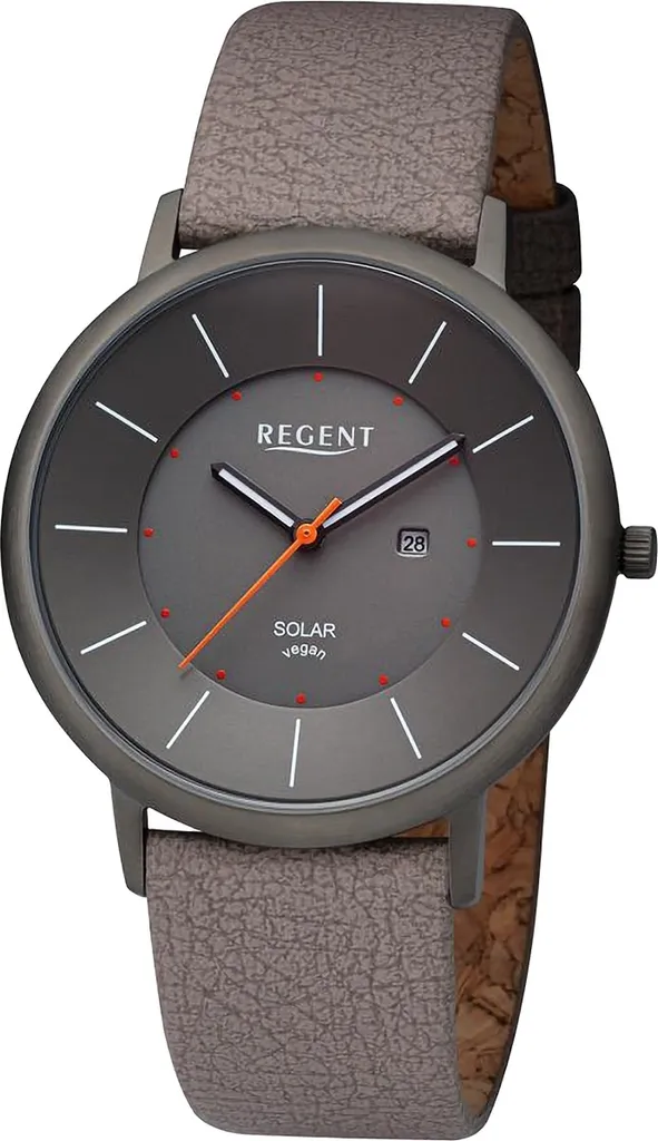 Regent BA-723 Montre Solaire en Acier avec Bracelet Vegan Élégant