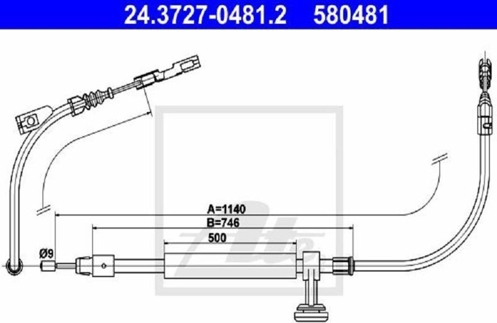 ATE Handbremsseil Seilzug Feststellbremse passend für MERCEDES-BENZ GLK (X204) 24.3727-0481.2