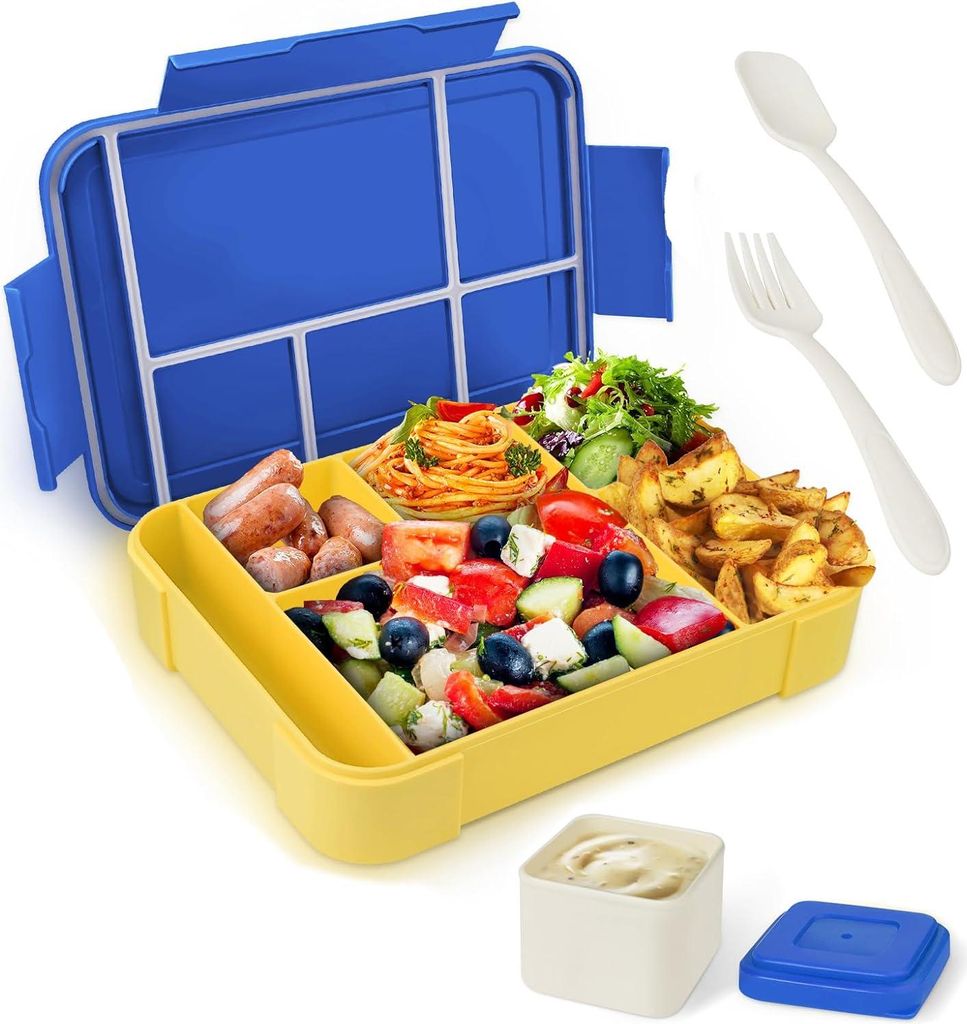 Brotdose Kinder mit Fächern,Lunchbox für Kinder,Auslaufsicher Lunchbox,1330ml Snackbox,Perfekt für Schule,Kindergarten & Ausflüge,Mikrowellen S...
