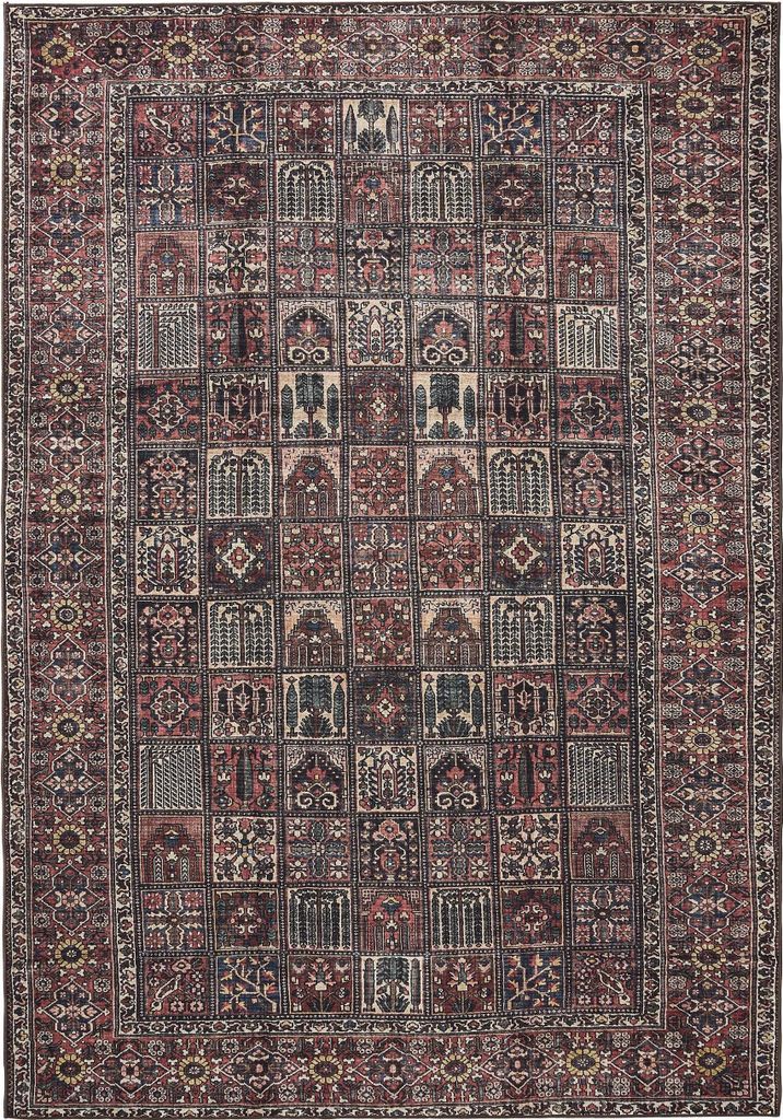 benuta Waschbarer Vintage Teppich George Multicolor/Rot 140x200 cm Wohnzimmerteppich Schlafzimmer weich orientalisch Rechteckig