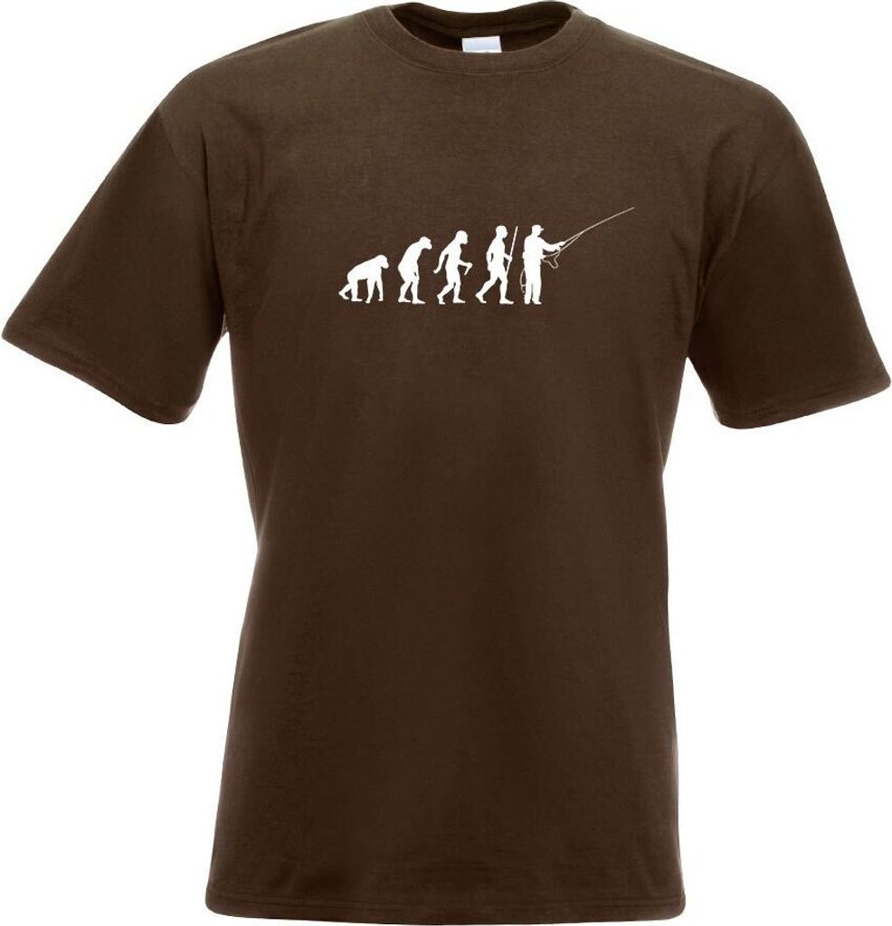 Kiwistar - T-Shirt - Chocolate - Angler - Fischer - Evolution Motiv Bedruckt Funshirt Design Print - mit Motiv Bedruckt - Funshirt Design - Sport -...