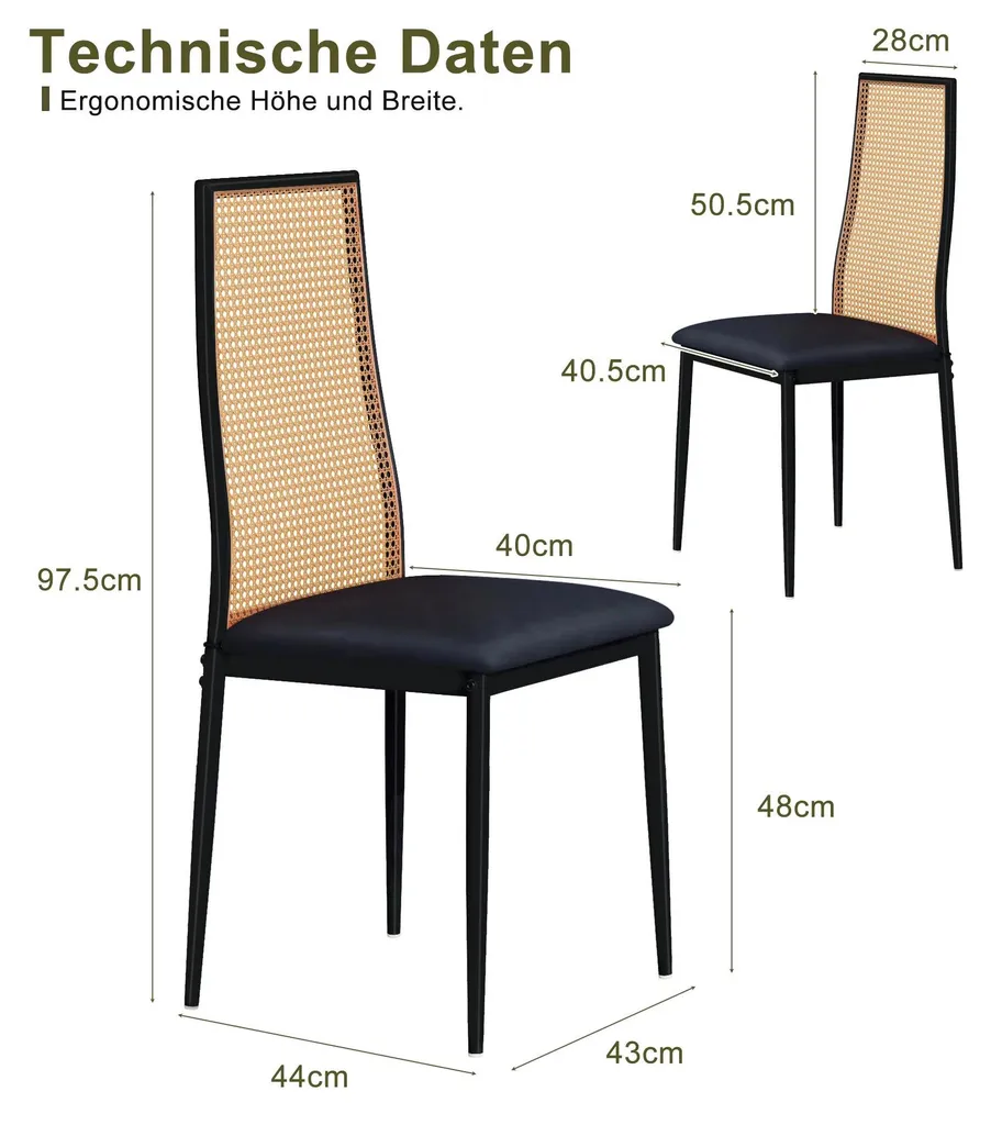 Chaise de salle à manger design moderne noire avec dossier ergonomique - 2