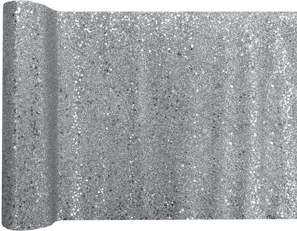 Tischläufer silber glitzer 3 m x 28 cm
