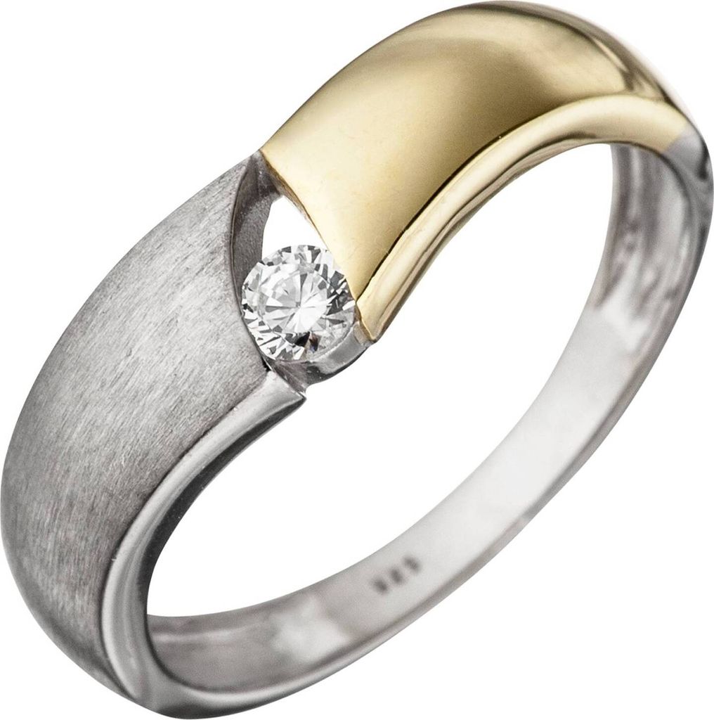 Gr. 56 Damen Ring 925 Sterling Silber bicolor vergoldet Produktbild 