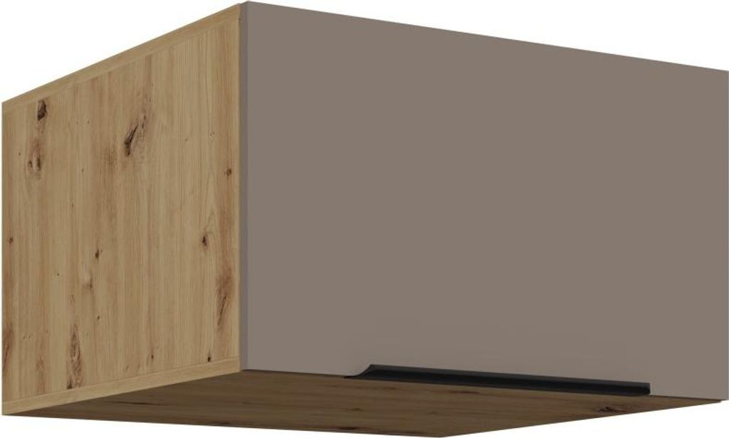 Tiefer Hängeschrank mit Flügeltüren LUNARA – Breite 60 cm, Dunkelbeige/Eiche