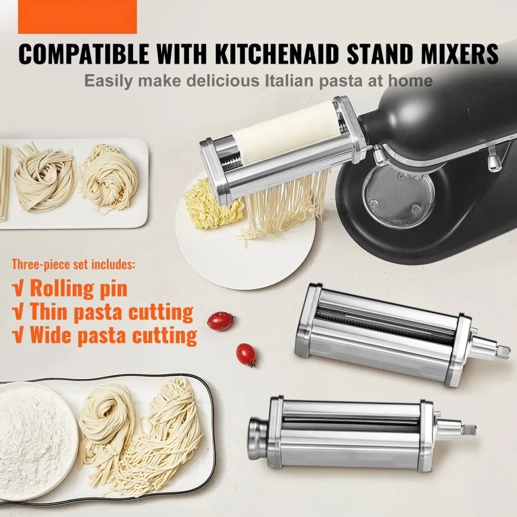 Machine à pâtes en inox 3 pièces avec rouleaux réglables et brosse incluse - 2