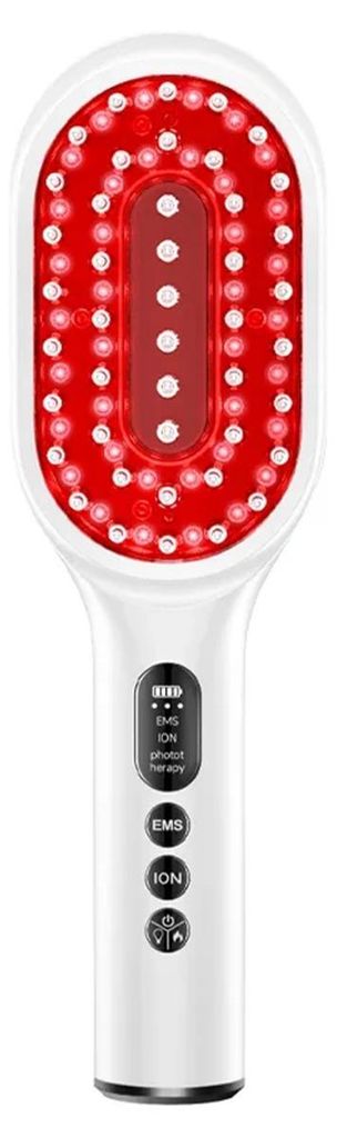 Laser Haarwuchs Kamm 5 in 1, EMS Mikrostrom, Rotlicht 660nm, gegen Haarausfall, Kopfhaut Massagegerät, Ionen Bürste, USB-C, 3 Stufen