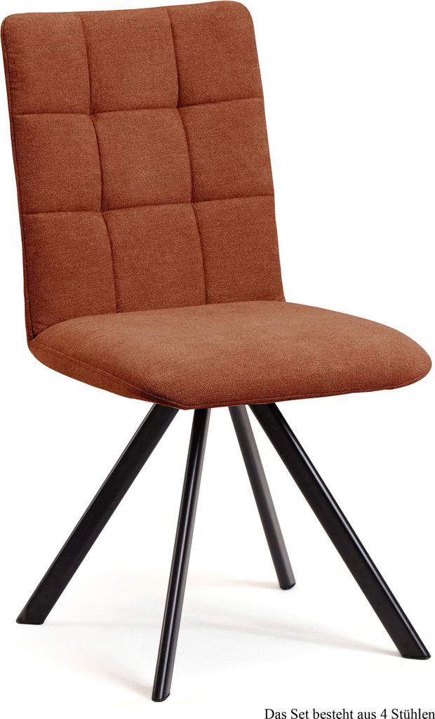Esszimmerstuhl (4er-Set) Dayla 47x91x60 Schwarz/Cognac