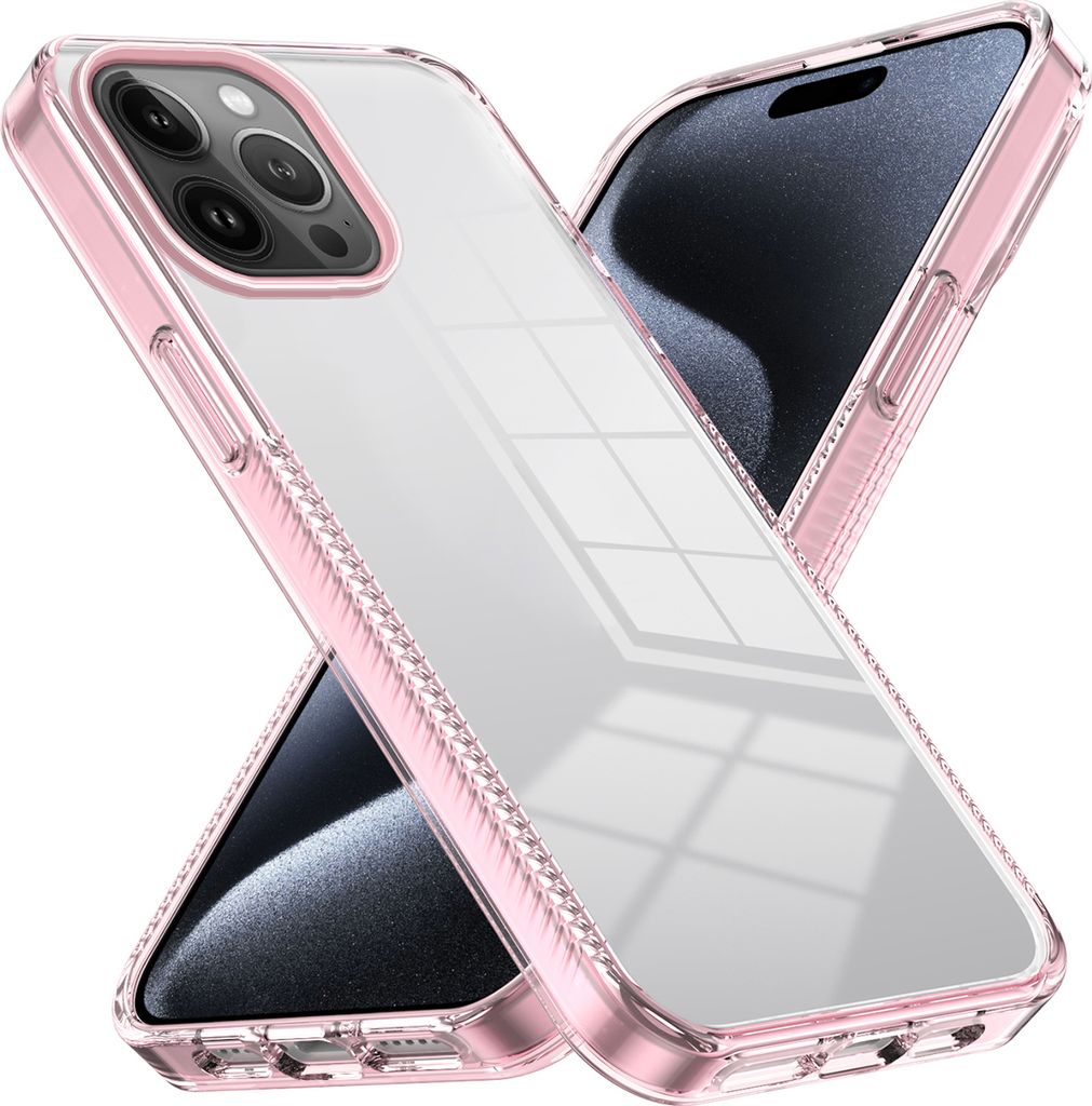 Hülle für iPhone 13 Pro Max Rutschfest Kristallklare Stoßfeste TPU Bumper Handyhülle Pink