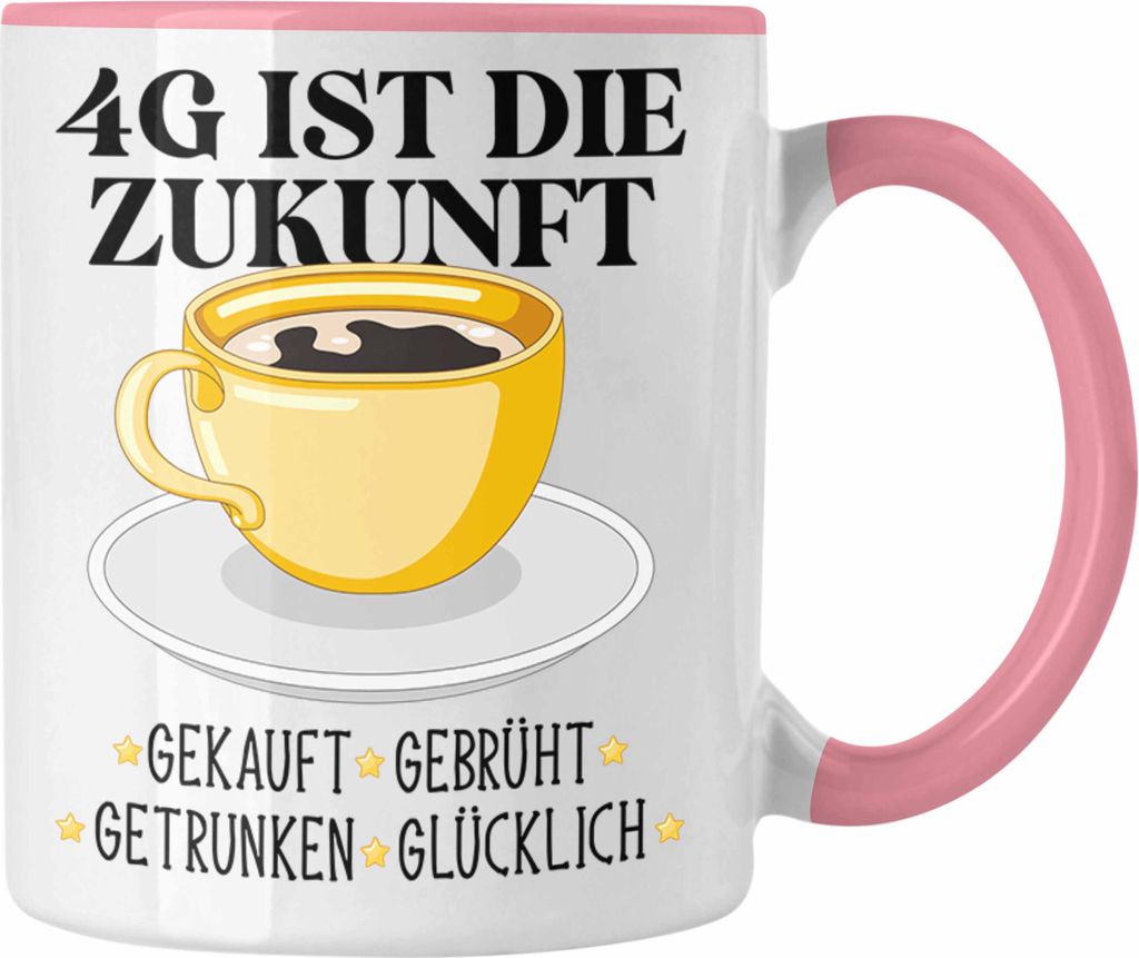 Trendation - Lustige Tasse mit Spruch für Frauen Männer Kaffeeliebhaber Gekauft Gebrüht Getrtunken Glücklich Tasse mit Spruch (Rosa)