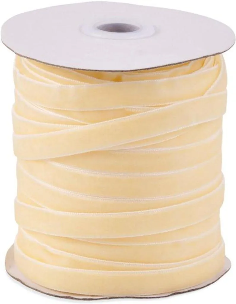 Ruban de velours beige 10mm x 50m - Bobine luxe pour DIY et mercerie