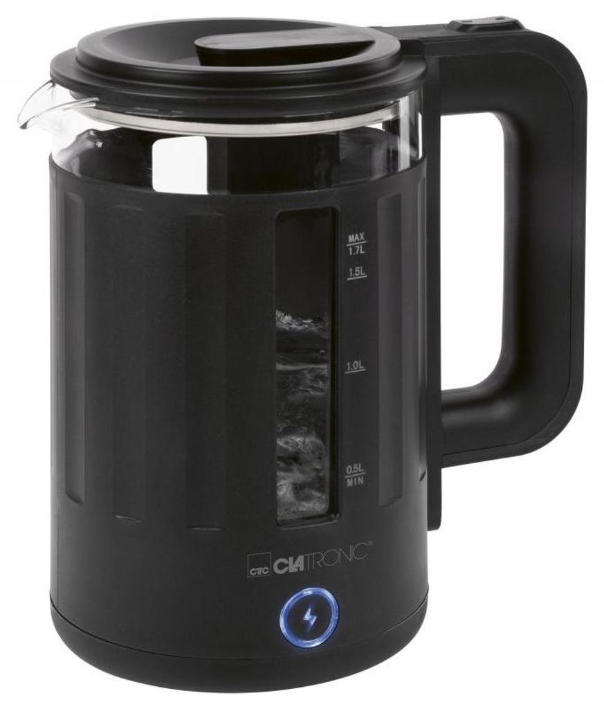 Bouilloire en verre noir 1,7L Clatronic WK3837G-Noir Image du produit 