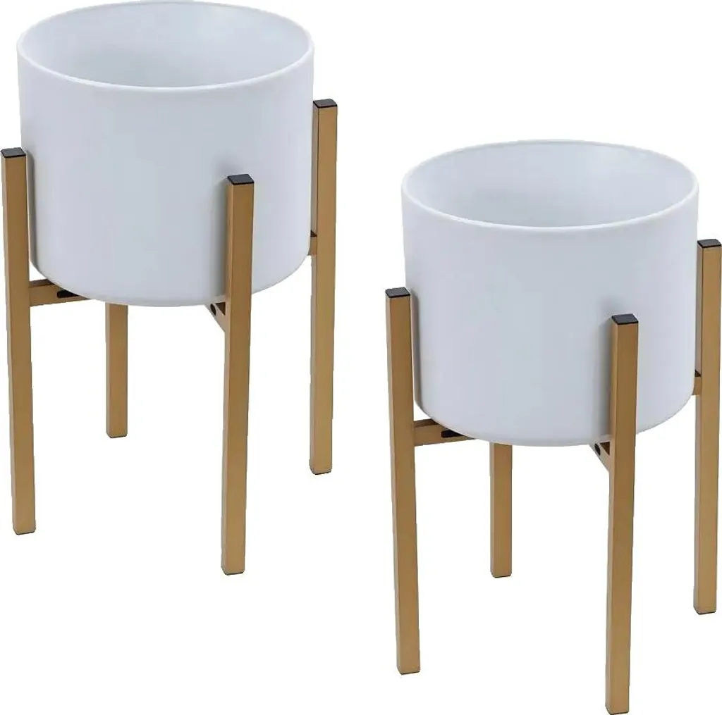 Support de fleurs blanc or réglable en fer forgé, design moderne 80cm