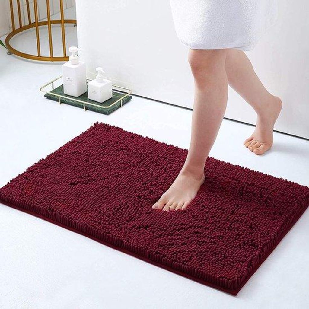 Chenille Antirutsch-Badmat, violetter Chenille, 40 x 60 cm, Hochwertiges Mikrofaser-Badmat