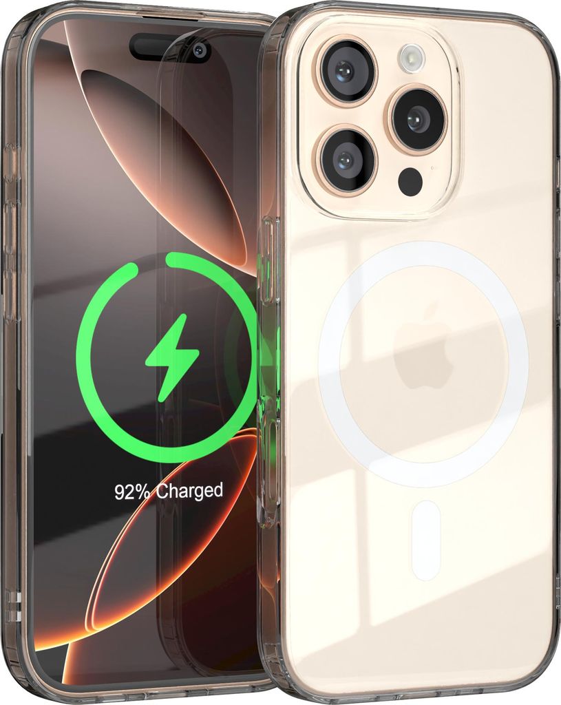 EAZY CASE Clear MagSafe Case für Apple iPhone 16 Pro, Qi-Charging, Silikon mit Kameraschutz, Bumper Case in