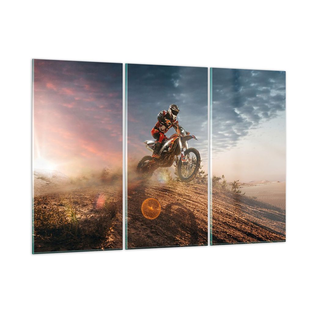 Bilder auf glas - Motor Reiten Helm - 165x110cm - Glasbilder - Wandbilder - Kunstdruck - zum Aufhängen bereit - Wanddekoration aus Glas - Glas Bil...