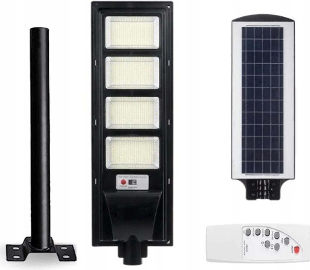Lampadaire LED solaire 500W idéal pour parking, cour et grande terrasse