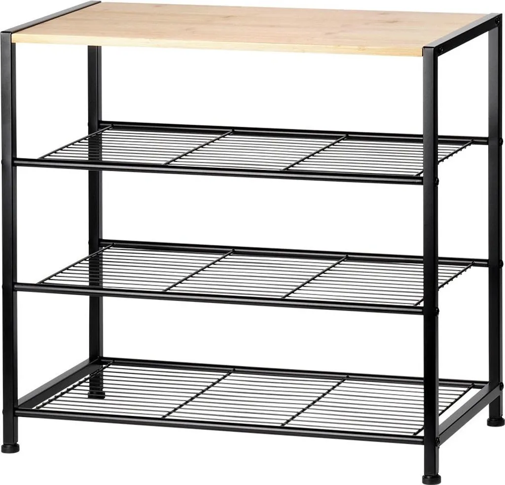 Étagère chaussures métal 4 niveaux noir : robuste, compacte et stable - 3