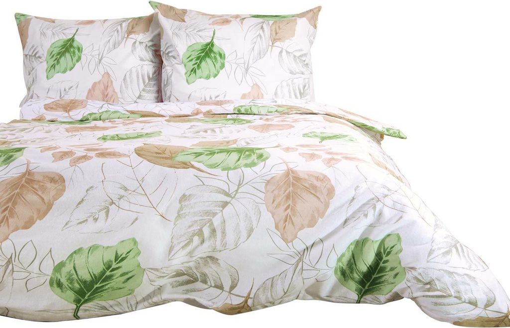 Bettwäsche, dicker, warmer Flanell, 100% Baumwolle 180x200cm 31505-2 Blätter