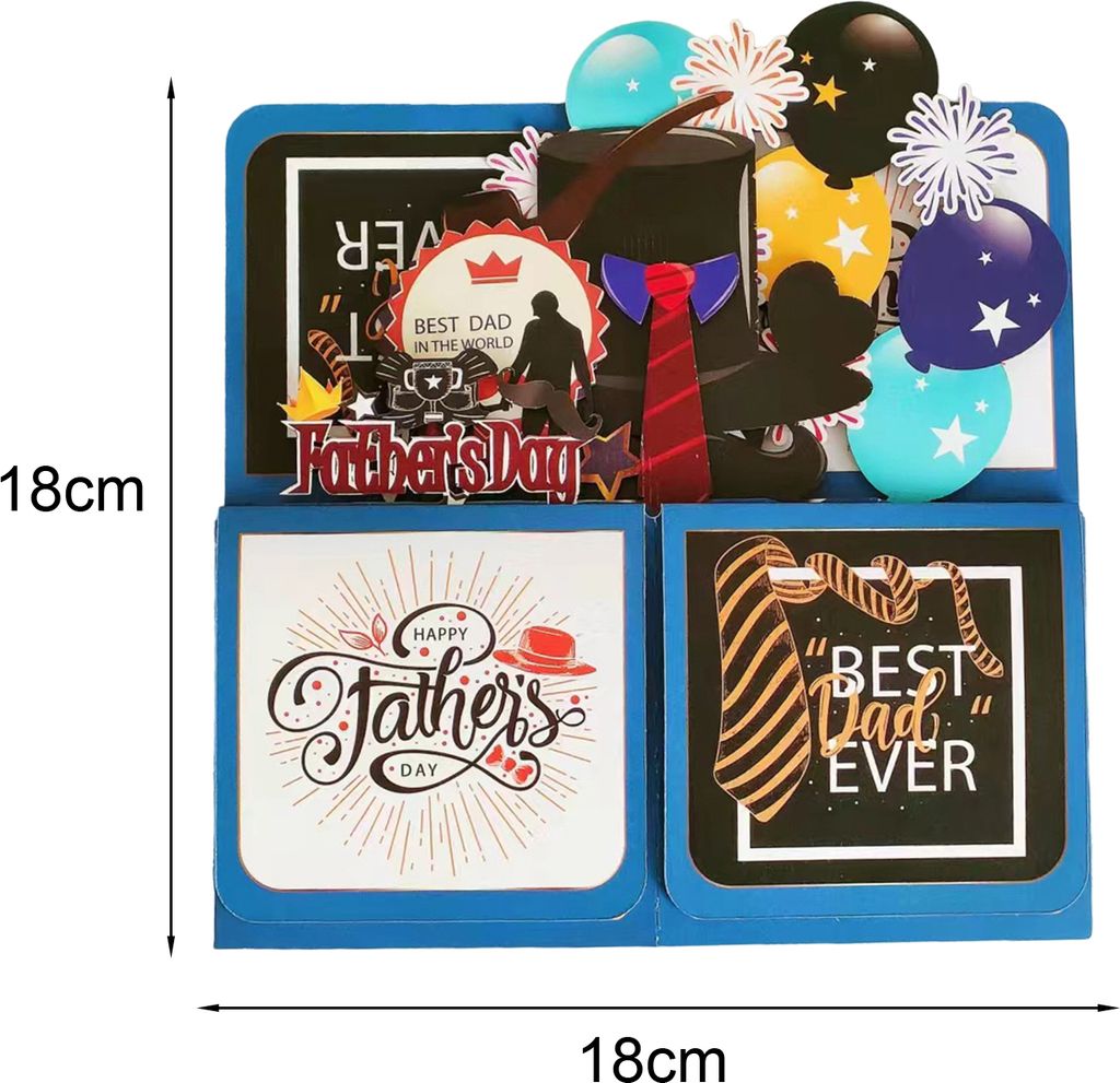 3D-Fly-Out-Box-Grußkarte zum Vatertag „Bester Papa“-Überraschungssterne, Dekorationen, handgefertigte Glückwunschkarte zum Vatertag
