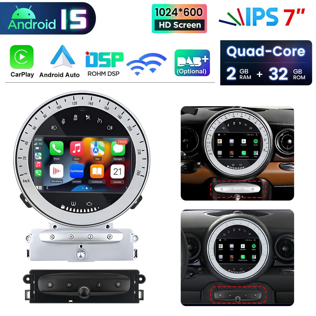 2+32 GB, 7-calowe radio samochodowe z systemem Android 15 i Zdjęcie produktu 
