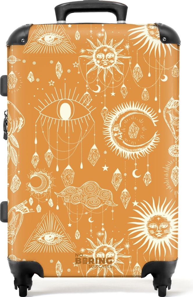 NoBoringSuitcases.com Großer Koffer - Geel met bohemian patroon - Kombinationsschloss TSA - Hartschalen Trolley 4 Rollen - 72 liter - Reisekoffe...