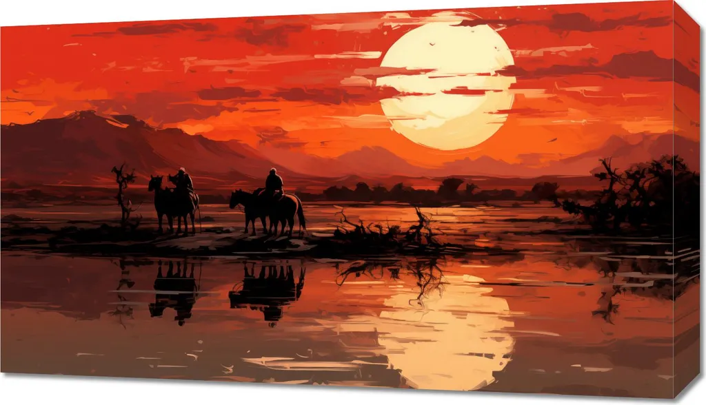 Arredamento Design: Quadro Tramonto Prateria 70x40 cm Online